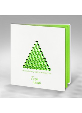 Kartka Świąteczna z Geometryczną Zieloną Choinką FS645