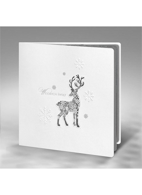 Kartka świąteczna dla firm Renifer z Płatkami Śniegu FS595tb-n