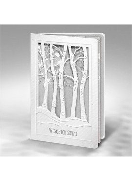 Kartka świąteczna dla firm z Drzewami w Zimowej Scenerii FS598bp