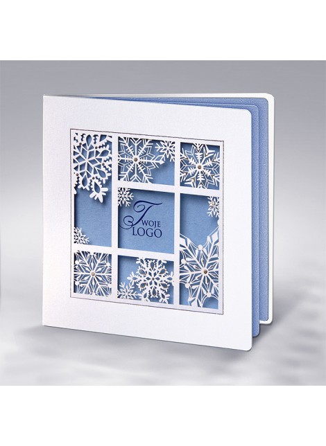 Kartka świąteczna dla firm ze Śnieżynkami Wyciętymi Laserowo FS698tb-n