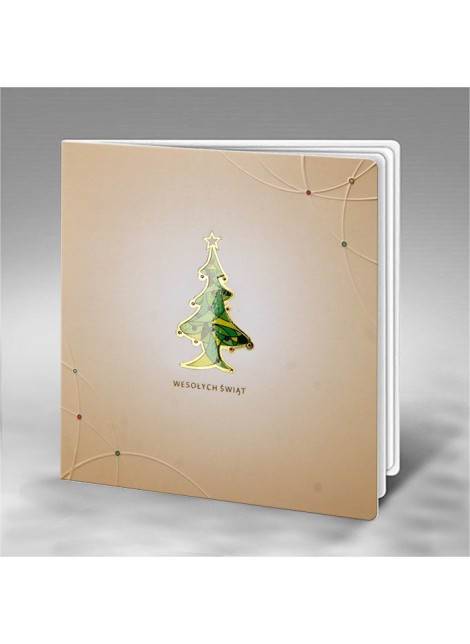 Kartka świąteczna z logo Kolorowa Choinka FS800