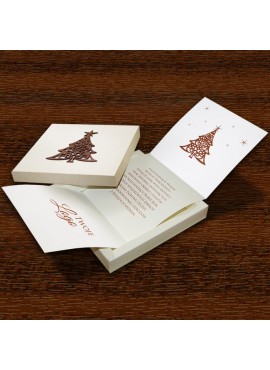 Firmowa kartka świąteczna w Formie Pudełka z Drewnianą Choinka FS498