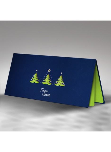 Firmowa kartka świąteczna z Trzema Fantazyjnie Wyciętymi Choinkami FS464ng
