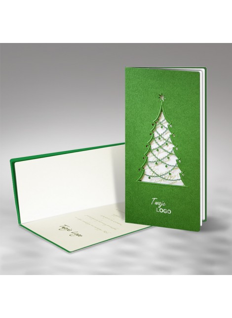 Firmowa kartka świąteczna z Oryginalną Choinką Wyciętą Laserowo FS480z