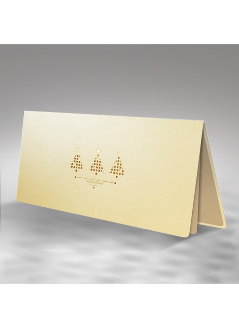 Kartka dla firm z Trzema Małymi Choinkami Wyciętymi Laserowo FS406tz