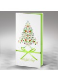 Kartka Świąteczna z Kolorową Choinką oraz Zieloną Wstążką FS326tb
