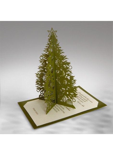 Kartka świąteczna z logo Oliwkowa Choinka 3D FS633zl