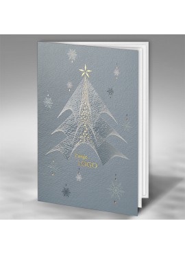 Kartka Bożonarodzeniowa z życzeniami z Nowoczesną Choinką i Śnieżynkami FT7511gr