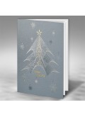 Kartka Świąteczna z Nowoczesną Choinką i Śnieżynkami FT7511gr
