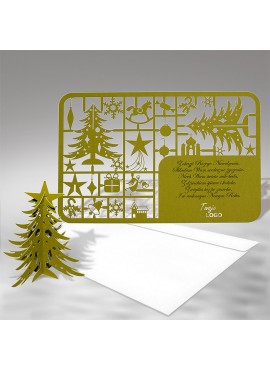 Kartka świąteczna z logo Oliwkowa Choinka 3D FS341zg