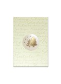 Kartka Świąteczna Perłowe Kółko ze Złotymi Choinkami 011458w
