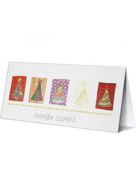 Kartka Bożonarodzeniowa z życzeniami z Choinkami w Różnych Kolorach CFB012116