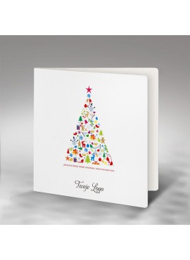 Kartka Świąteczna z Prostą Kolorową Choinką FS735