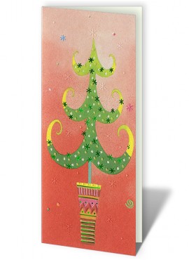 Kartka Świąteczna z Oryginalnym Motywem Choinki w Doniczce CFB0006