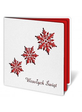 Kartka Bożonarodzeniowa z logo z Trzema Śnieżynkami Wyciętymi Laserowo FS226e2