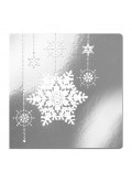 Kartka Świąteczna z Białym Motywem Śnieżynek oraz Gwiazdek FS599l
