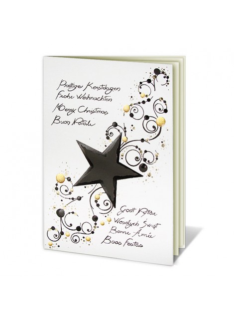 Kartka Bożonarodzeniowa z logo z Gwiazdą oraz Czarno-Złotym Wzorem W011025