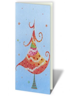 Kartka Świąteczna z Motywem Przyozdobionej Kolorowej Choinki CFB0004