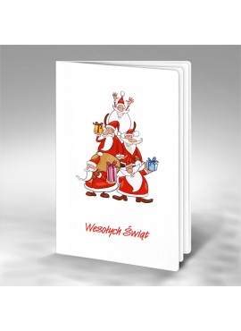 Kartka Świąteczna z Zabawnym Motywem Mikołajów FS571