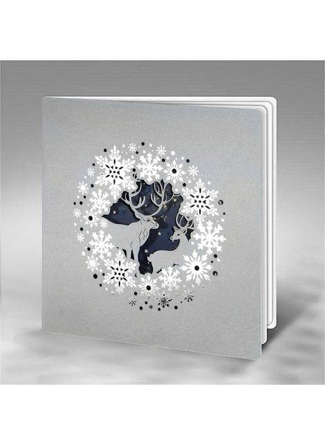 Kartka świąteczna z logo Renifery w Zimowej Scenerii FS924s