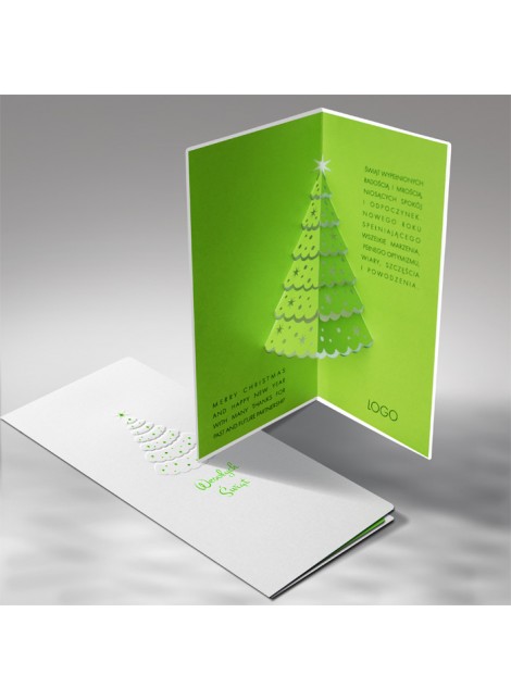Kartka świąteczna z logo Zielona Choinka 3D FS479tb