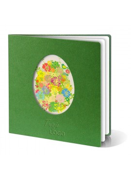 Kartka Świąteczna Wycięte Jajko z Motywem Kolorowych Kwiatów W237