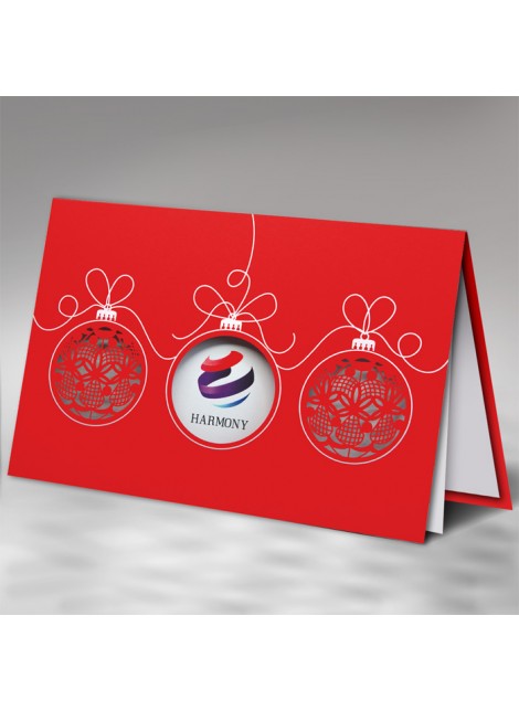 Kartka świąteczna z logo z Motywem Trzech Bombek FS833c
