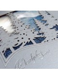 Kartka Świąteczna Krajobraz ze Srebrnymi Choinkami FS859s
